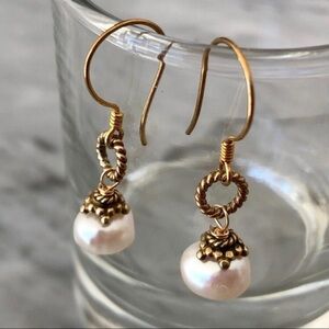 New Genuine natural freshwater pearl gold filled earrings
